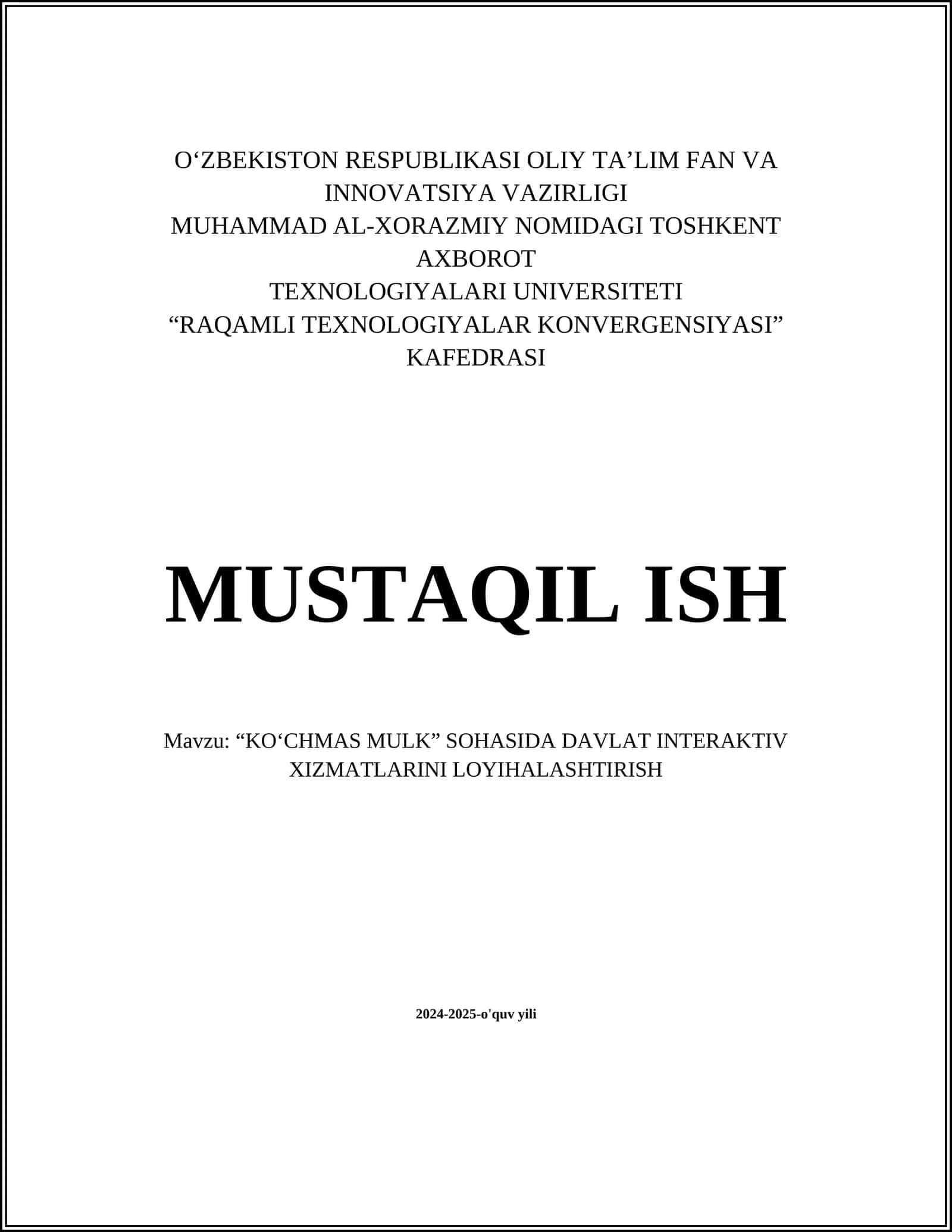 KO‘CHMAS MULK SOHASIDA DAVLAT INTERAKTIV XIZMATLARINI LOYIHALASHTIRISH 1