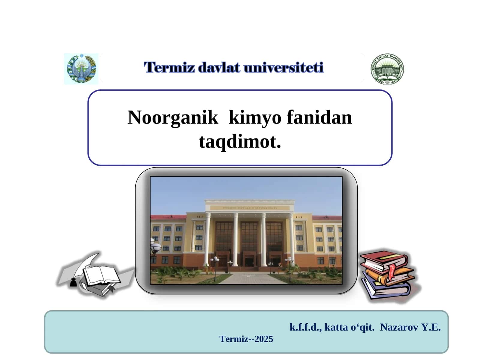 D.I. Mendeleyevning kimyoviy elementlar davriy jadvali va davriy qonuni 1