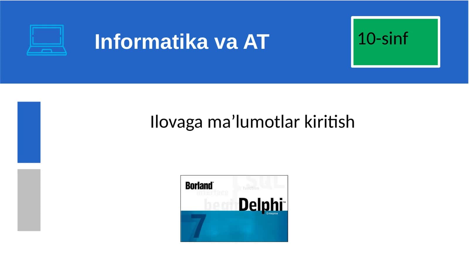 Ilovaga ma’lumotlar kiritish 1