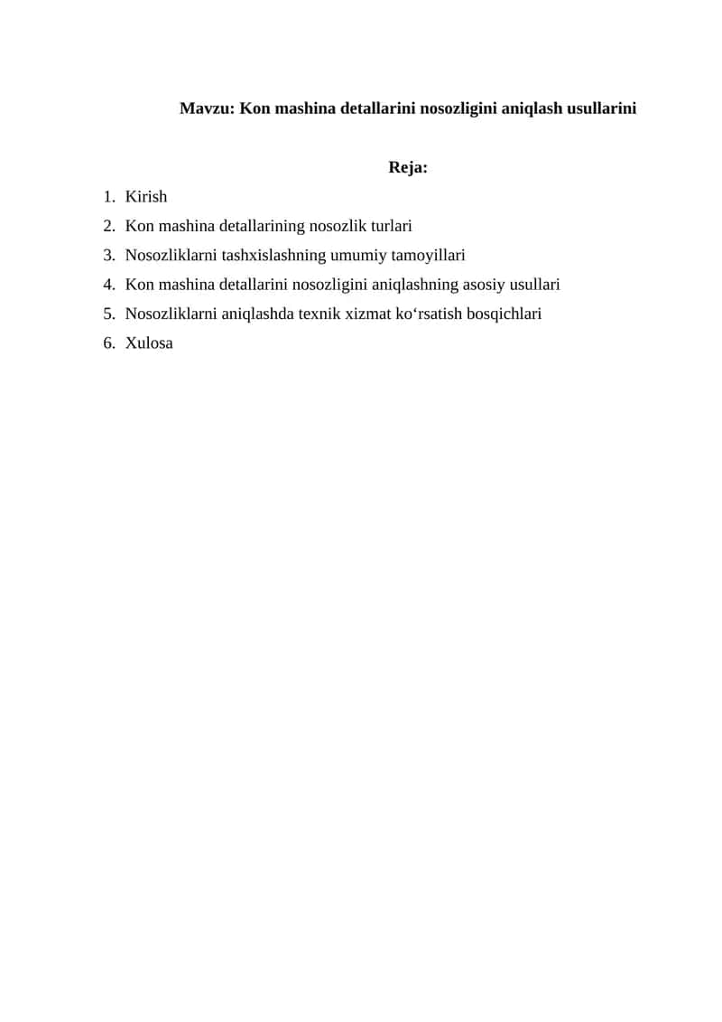Kon mashina detallarini nosozligini aniqlash usullarini 1
