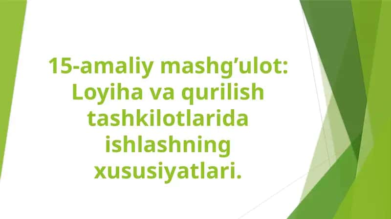 Temir Yoʻl Loyihalash va Qurilish Tashkilotlarida Ishlashning Xususiyatlari 1