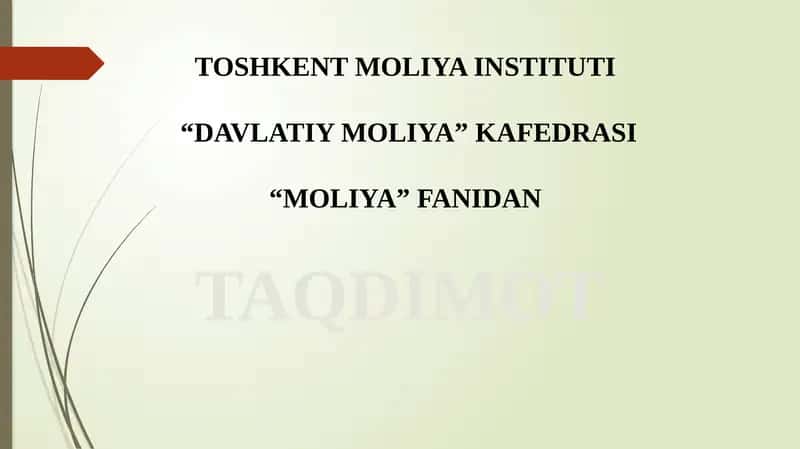 Moliyaning mohiyati va funksiyalari 1