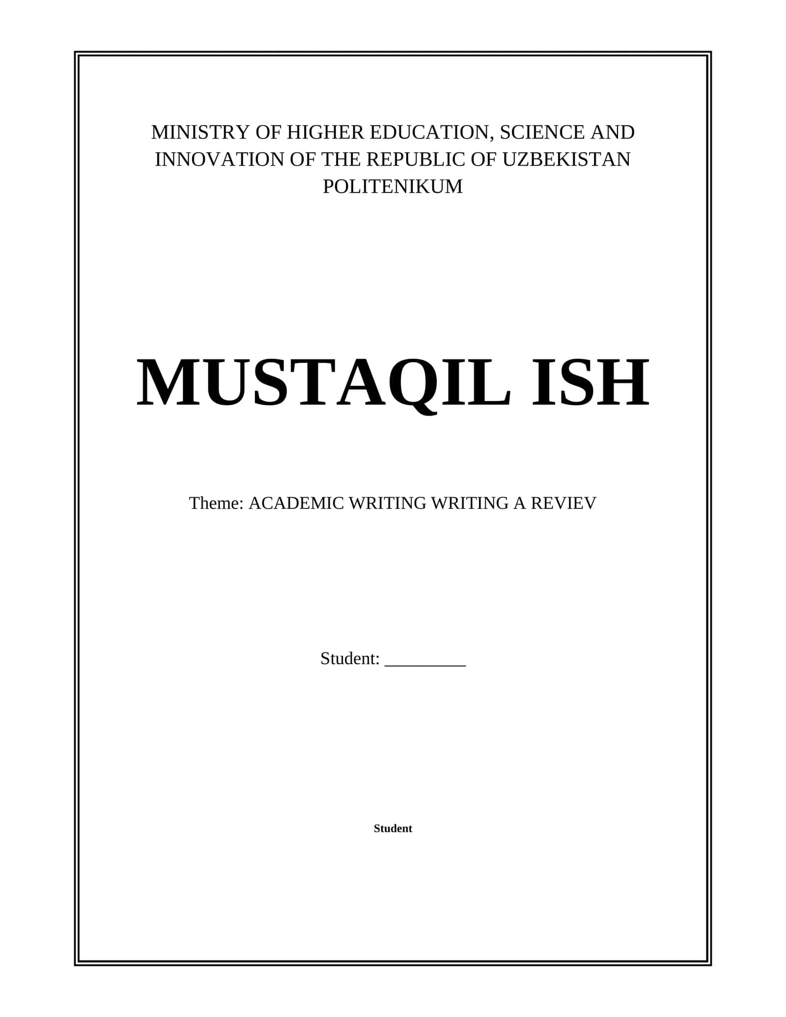 ACADEMIC WRITING WRITING A REVIEV 1