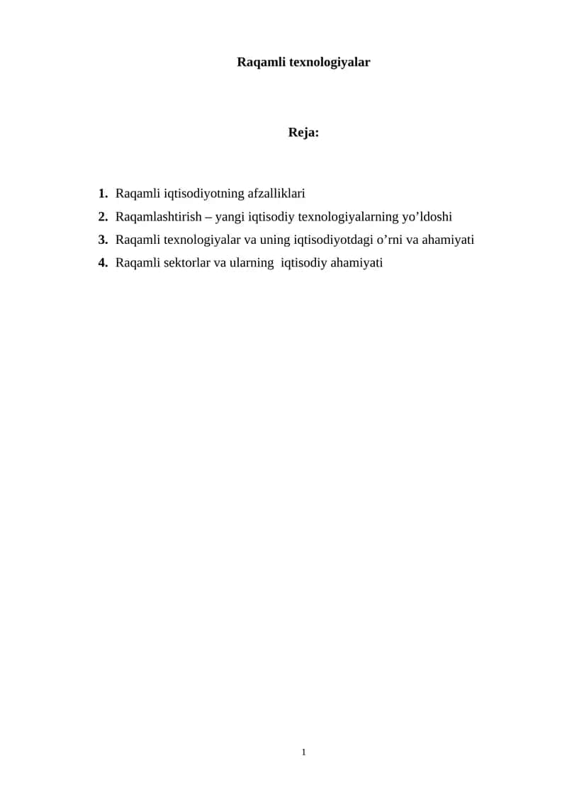 Raqamli texnologiyalar 1