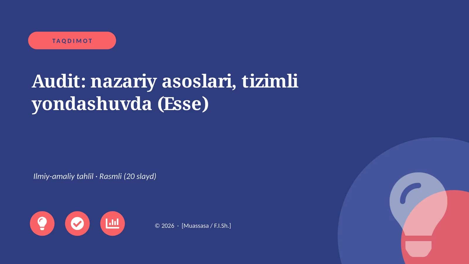 Audit: nazariy asoslari, tizimli yondashuvda (Esse) 1