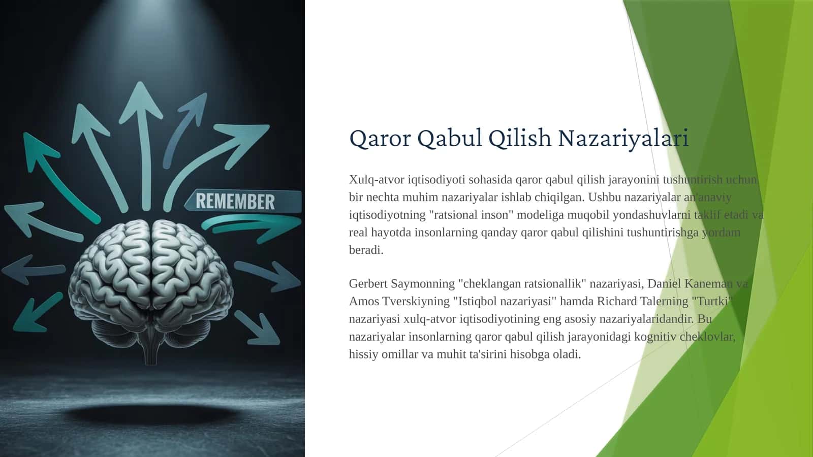 Qaror Qabul Qilish Nazariyalari 1