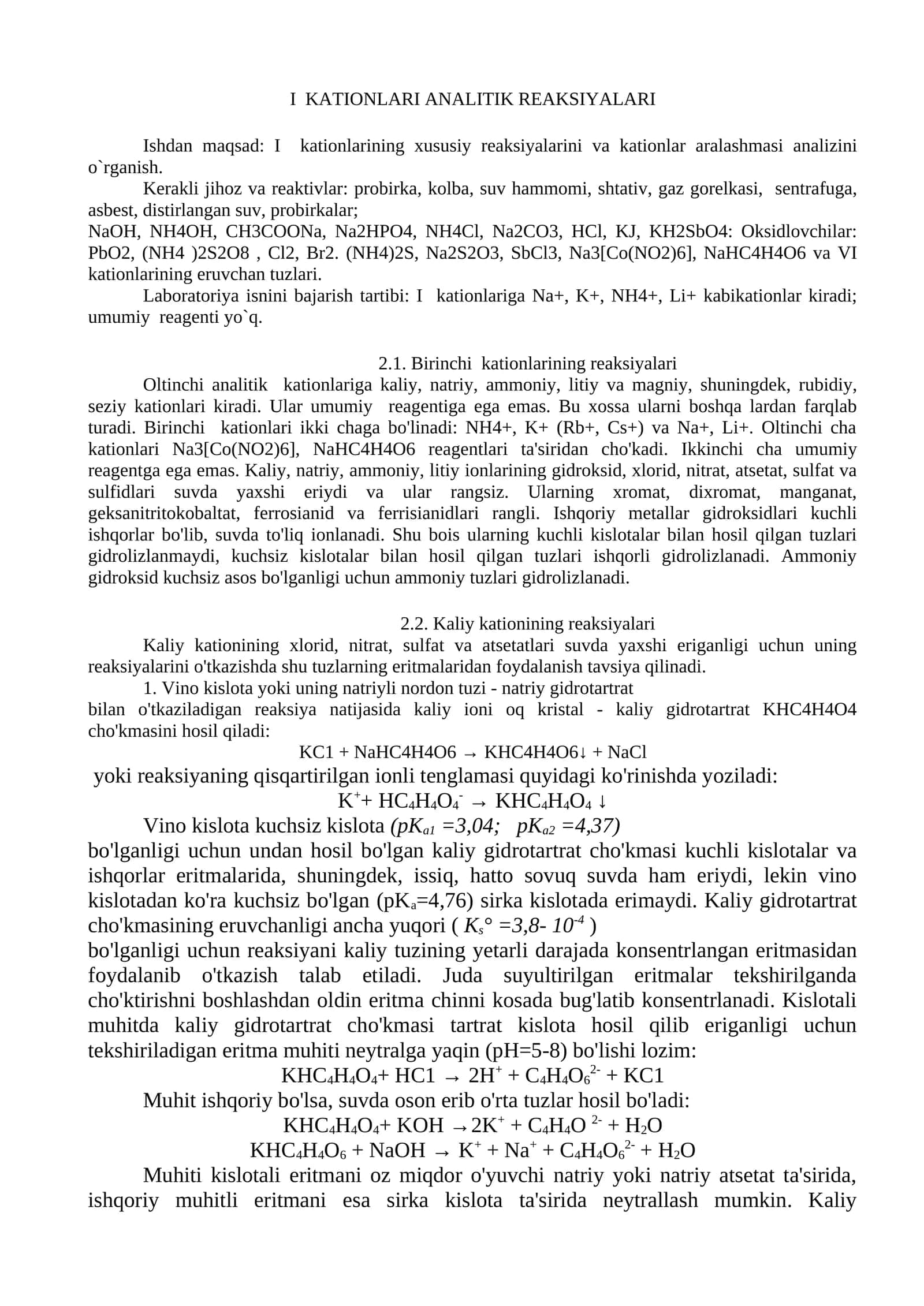 I KATIONLARI ANALITIK REAKSIYALARI 1