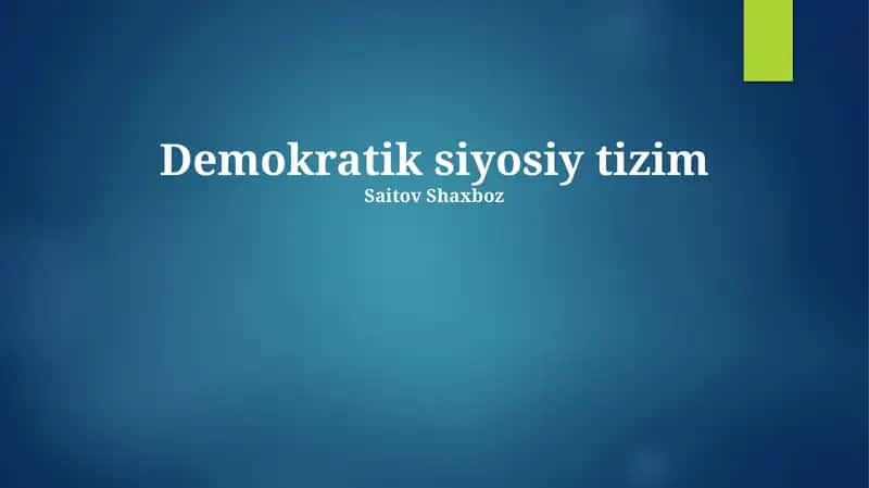 Demokratik siyosiy tizim 1