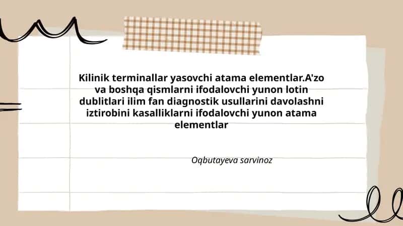 Kilinik terminallar yasovchi atama elementlar 1