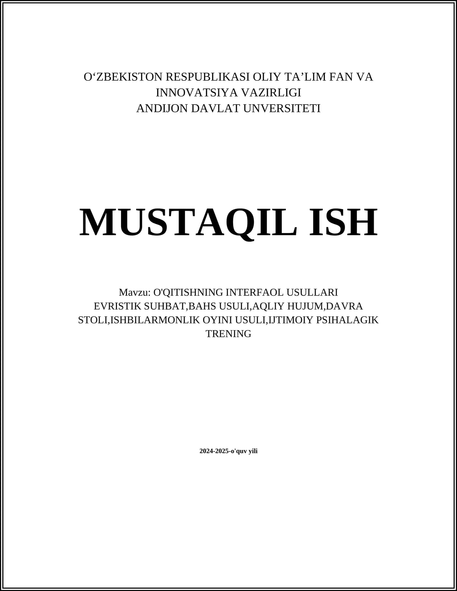 O'QITISHNING INTERFAOL USULLARI 1