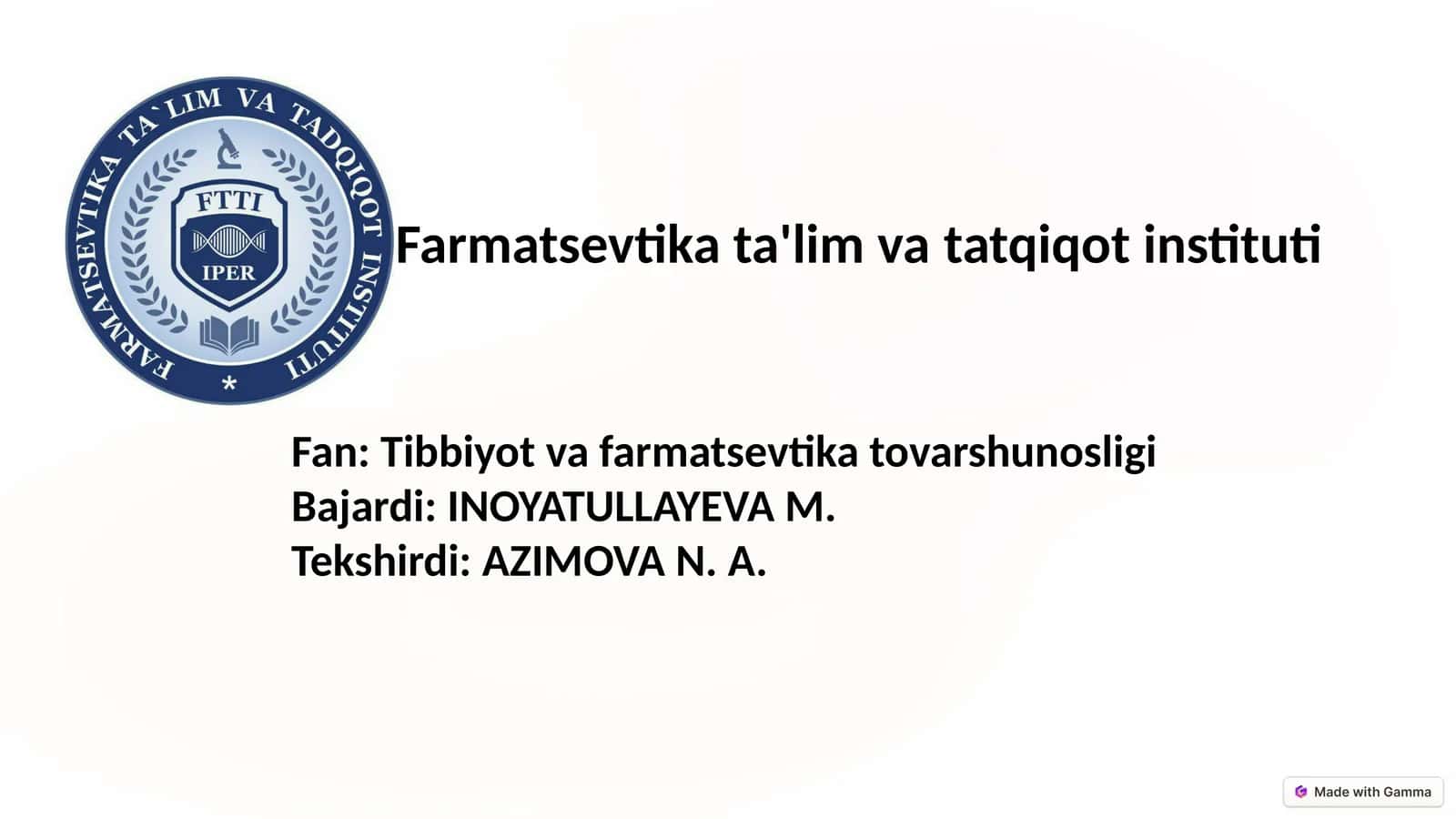 Gormonaldorivositalarning tovarshunosliktahlili 1