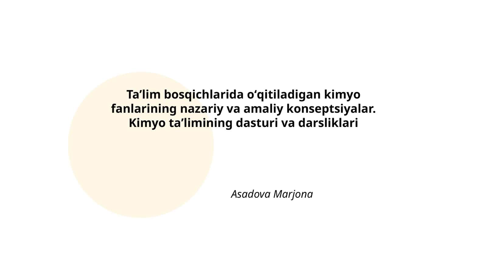 Kimyo Taʼlim Dasturi 1