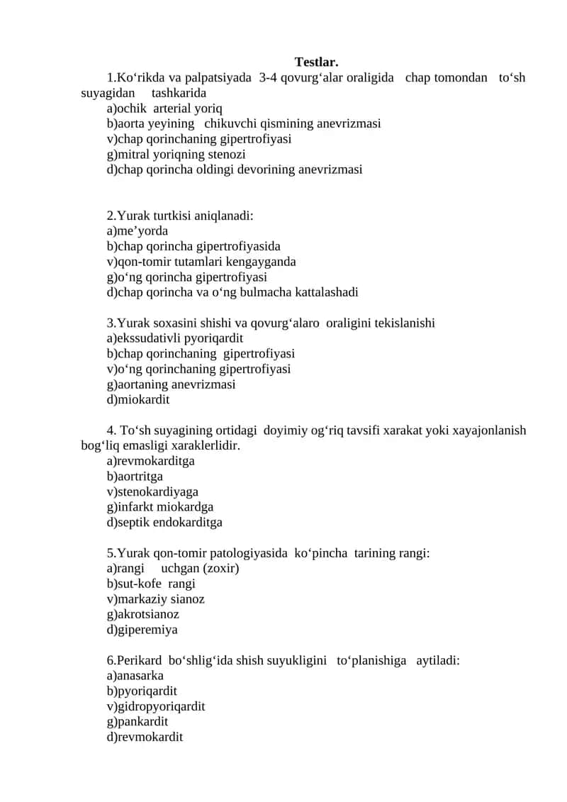 Testlar 1