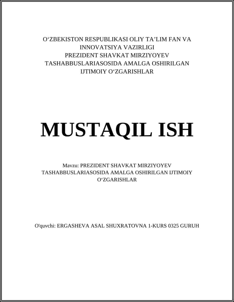 PREZIDENT SHAVKAT MIRZIYOYEV TASHABBUSLARIASOSIDA AMALGA OSHIRILGAN IJTIMOIY O‘ZGARISHLAR 1