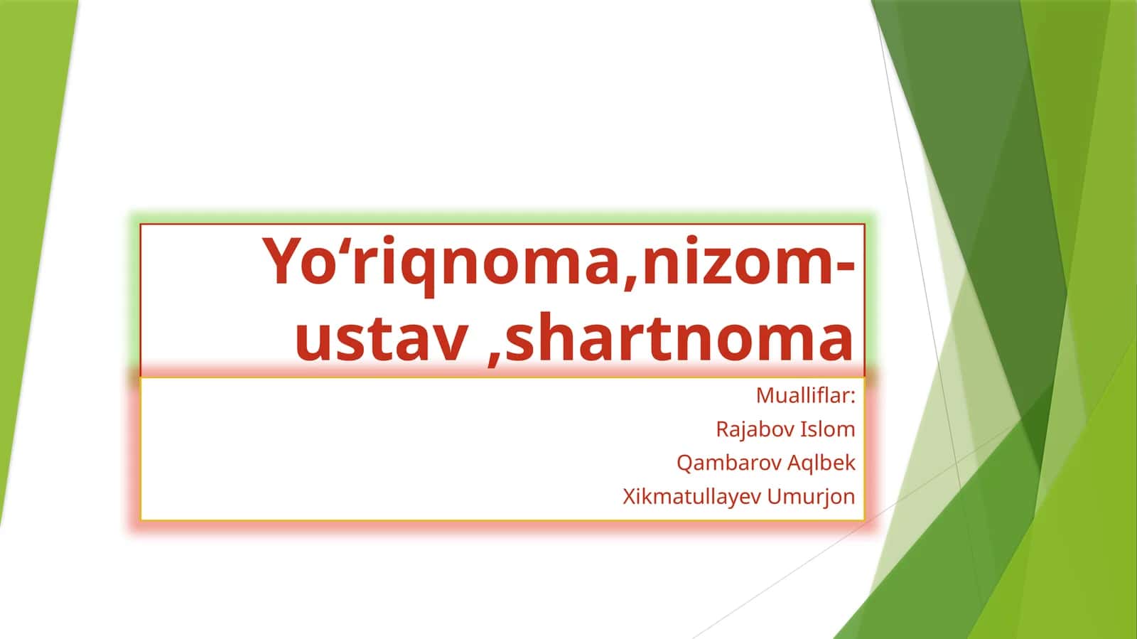 Yoʻriqnoma,nizom-ustav va shartnomalarning oʻzaro farqlari 1