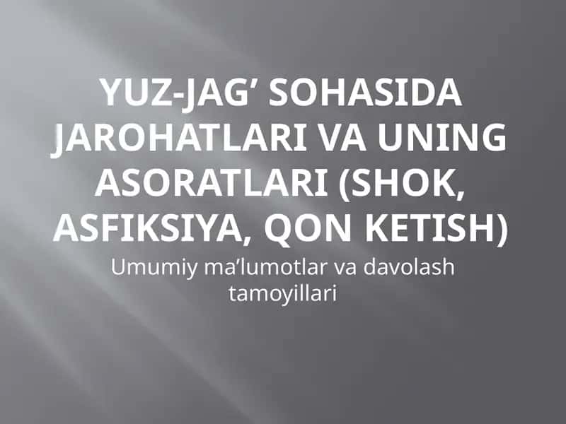 Yuz-jag’ sohasidagi jarohatlar 1