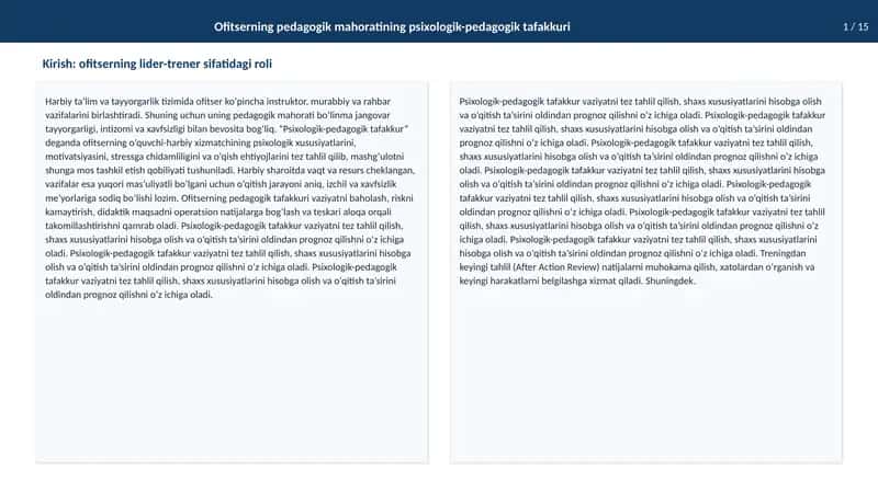 Ofitserningpedagogik mahoratining psixologik-pedagogik tafakkuri 1