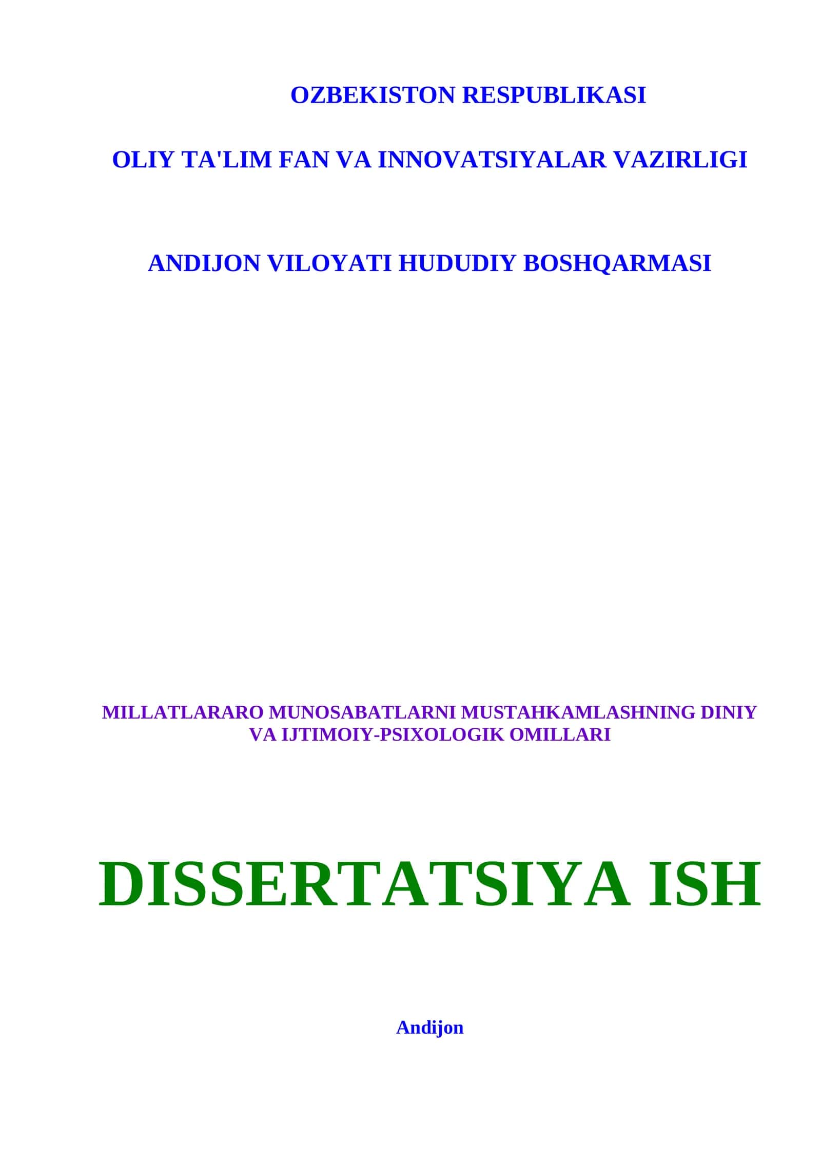 MILLATLARARO MUNOSABATLARNI MUSTAHKAMLASHNING DINIY VA IJTIMOIY-PSIXOLOGIK OMILLARI 1