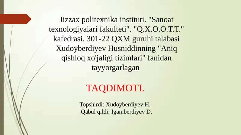 GLOBAL JOYLASHISH TIZIMLARI 1