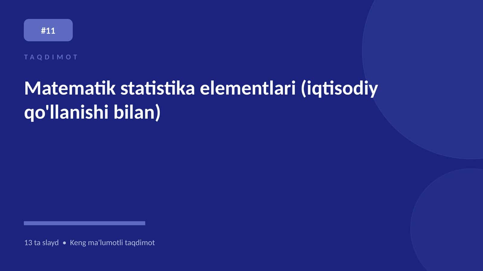 Matematik statistika elementlari (iqtisodiy qo'llanishi bilan) 1
