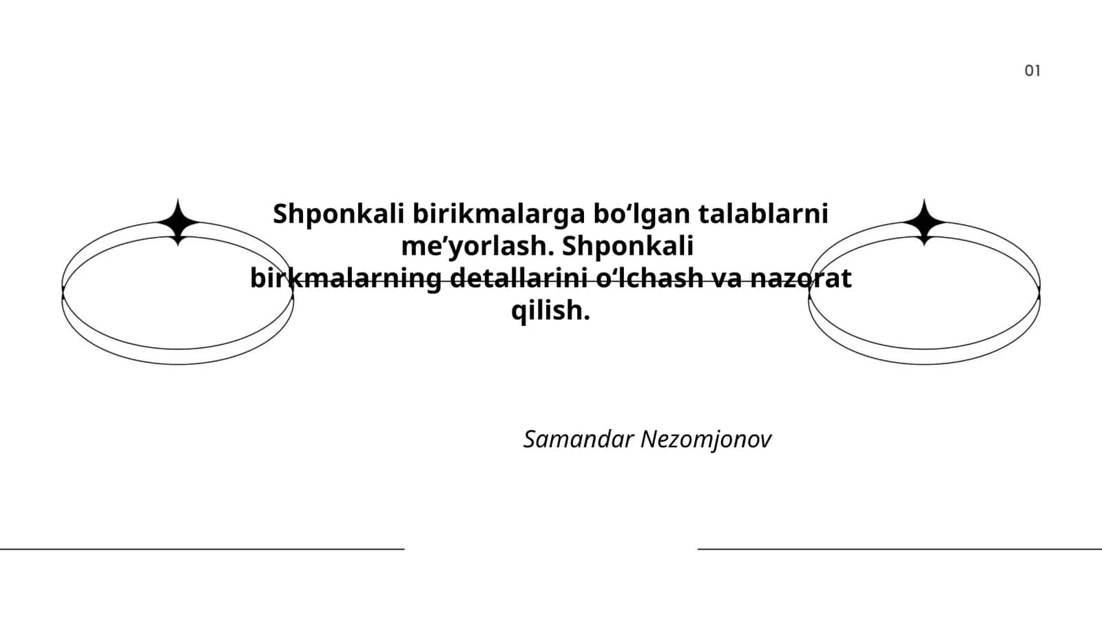 Shponkalibirkmalarning me'yorlanishi 1
