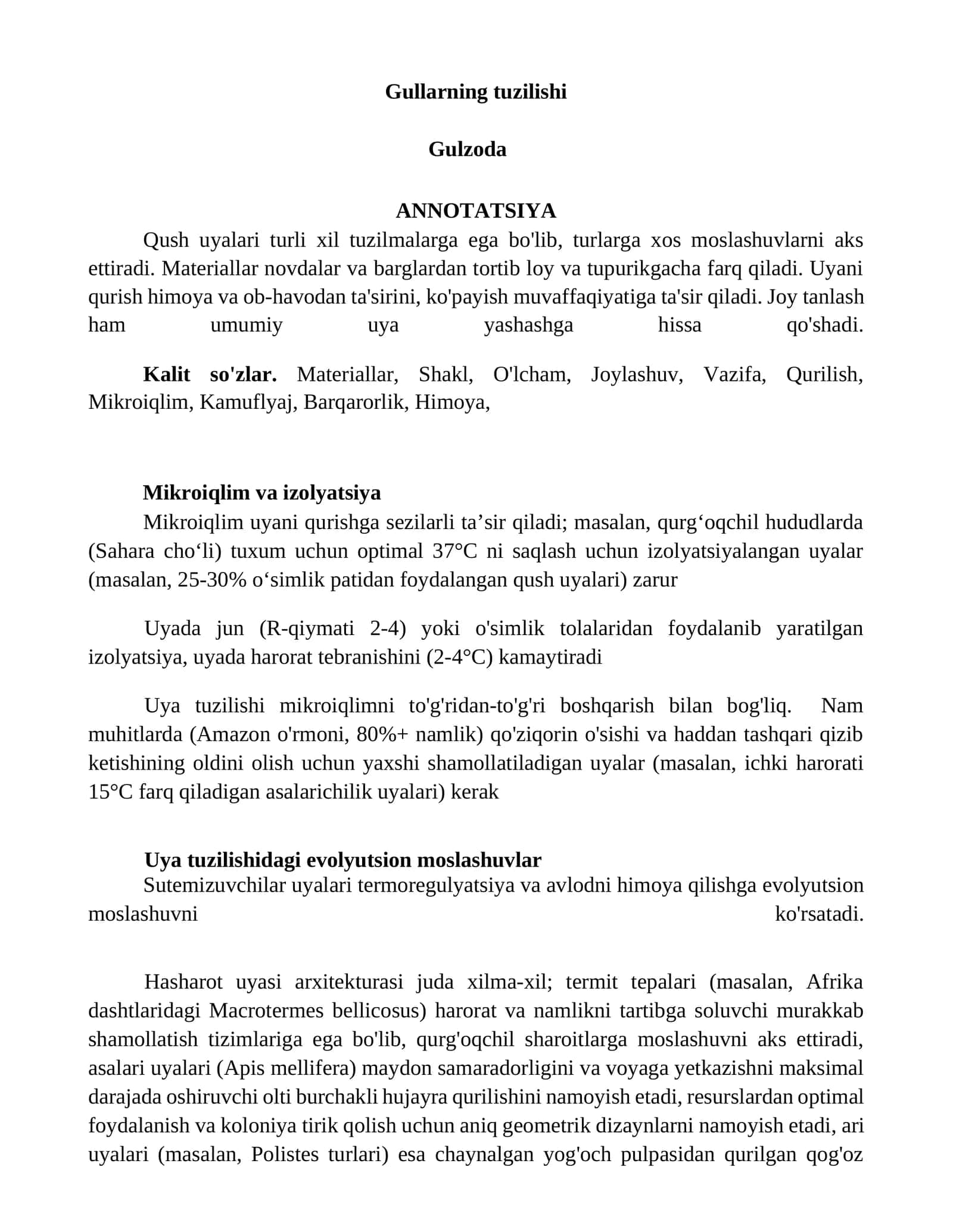 Gullarning tuzilishi Gulzoda 1