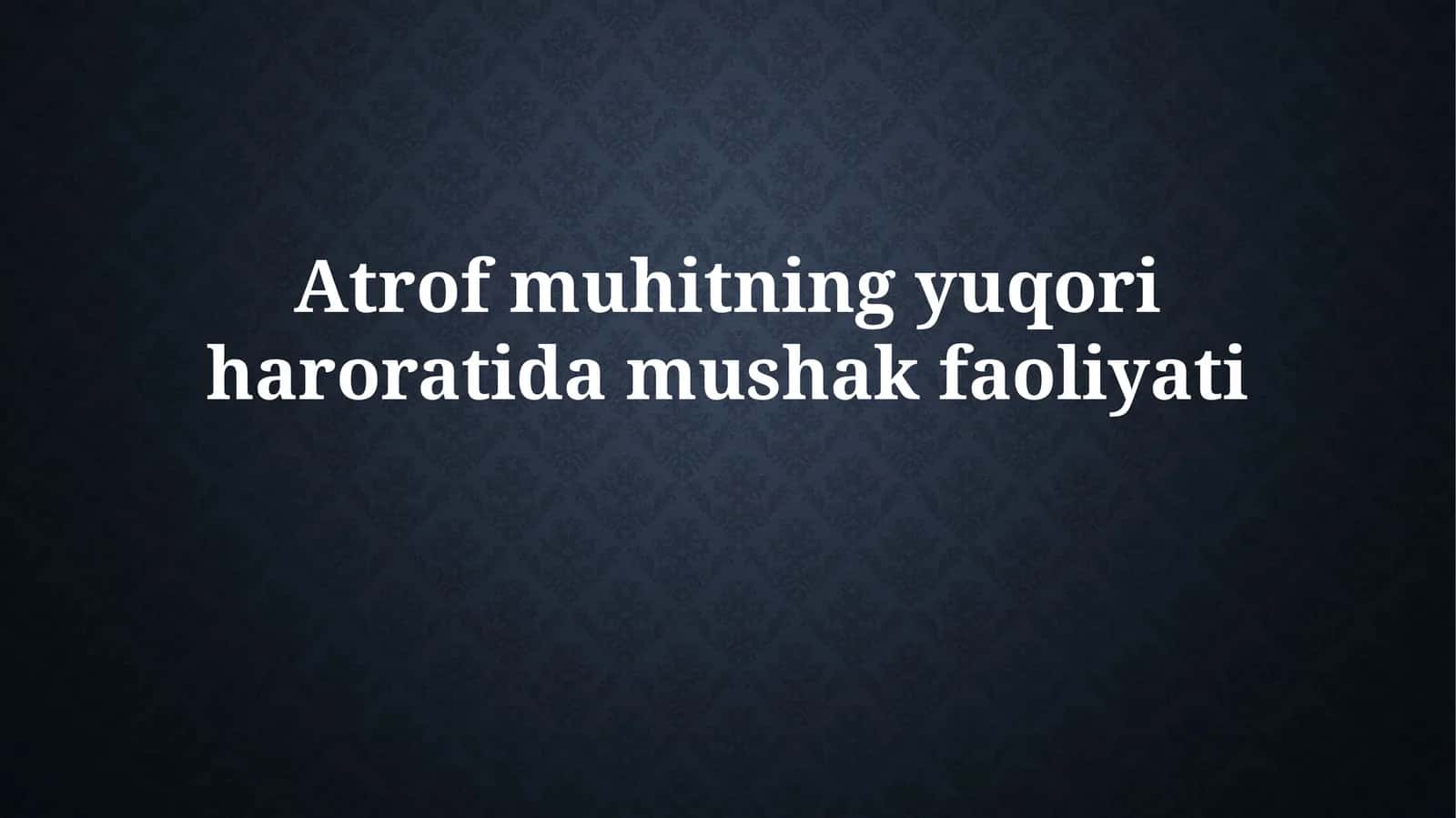 Atrof muhitning yuqori haroratidamushakfaoliyati 1