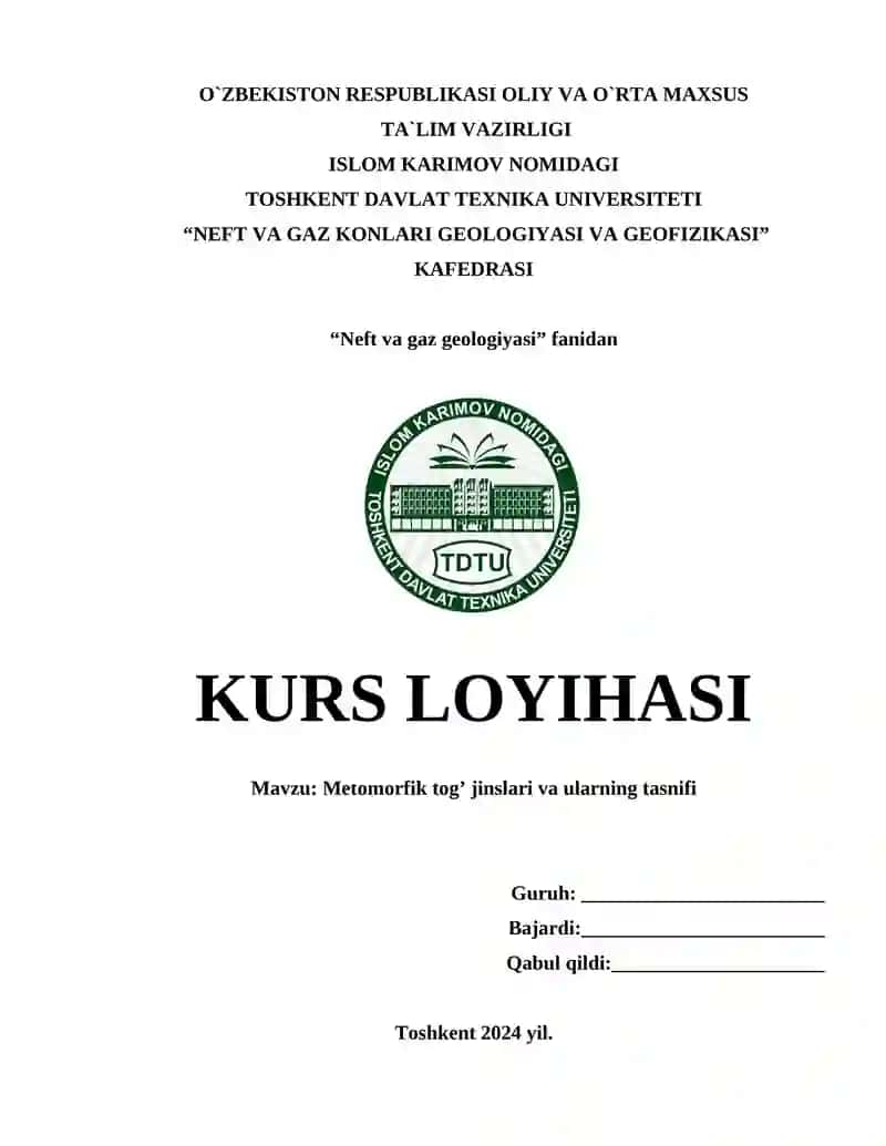 Metomorfik tog’ jinslari va ularning tasnifi