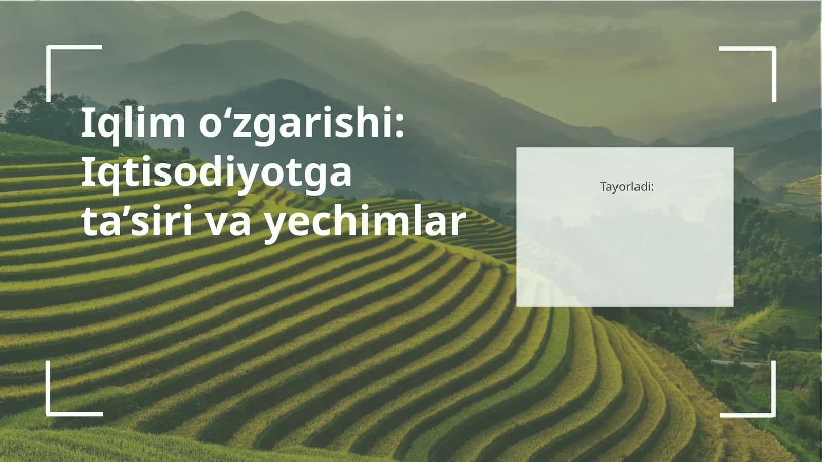 Iqlim o zgarishi  Iqtisodiyotga ta siri va yechimlar 1