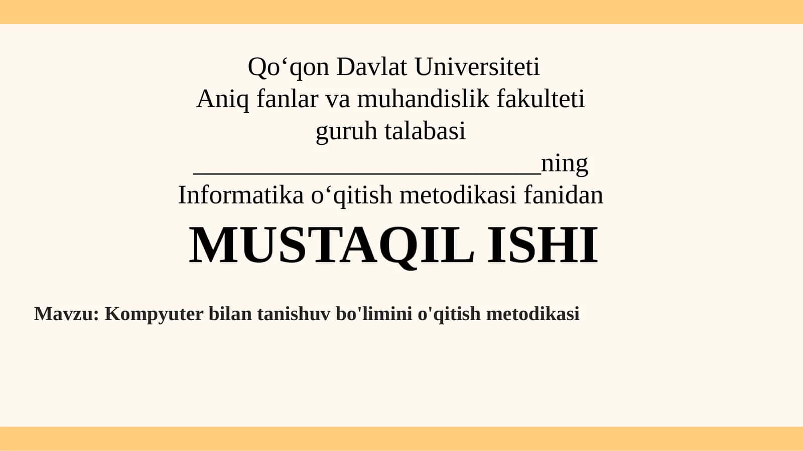 Kompyuter bilan tanishuv bo'limini o'qitish metodikasi 1