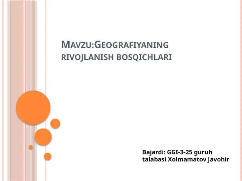 Geografiyaning rivojlanish bosqichlari 1