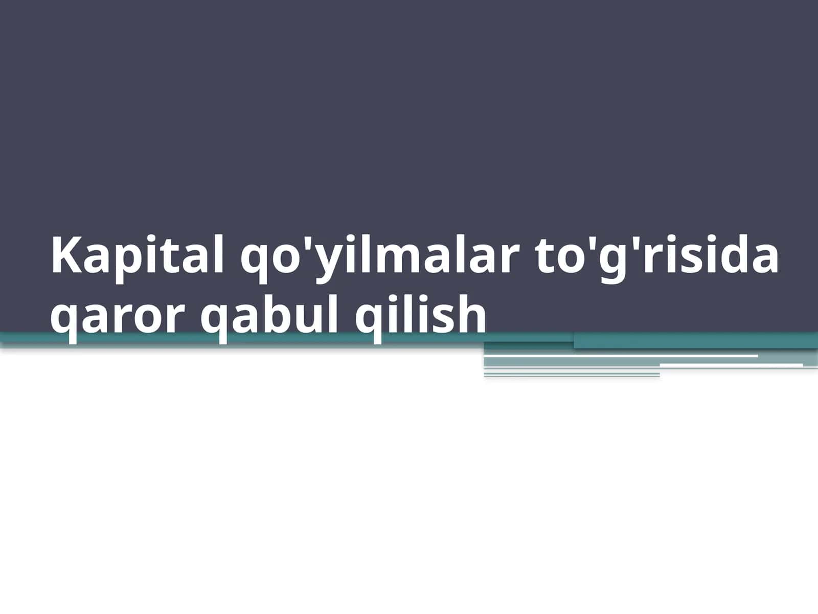 Loyihaning pul oqimlari: birinchi ko'rinish 1