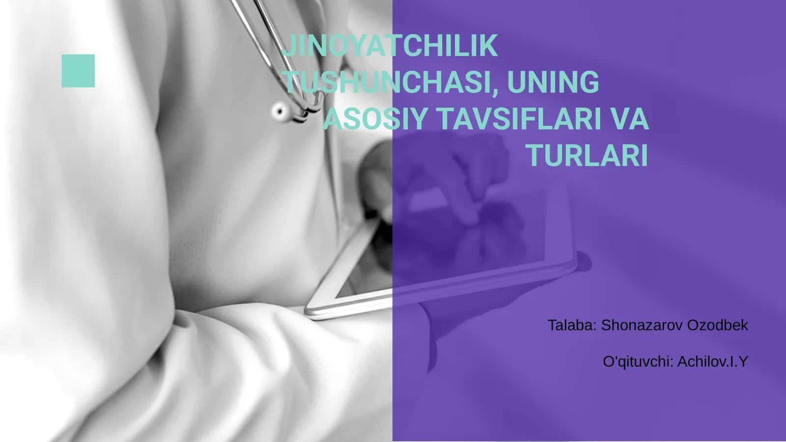 JINOYATCHILIK TUSHUNCHASI, UNING ASOSIY TAVSIFLARI VA TURLARI 1