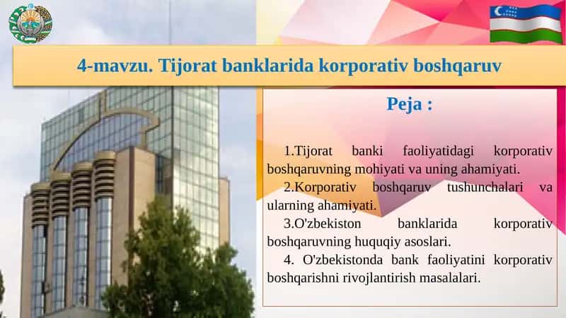 Tijoratbanklarda korporativ boshqaruv 1