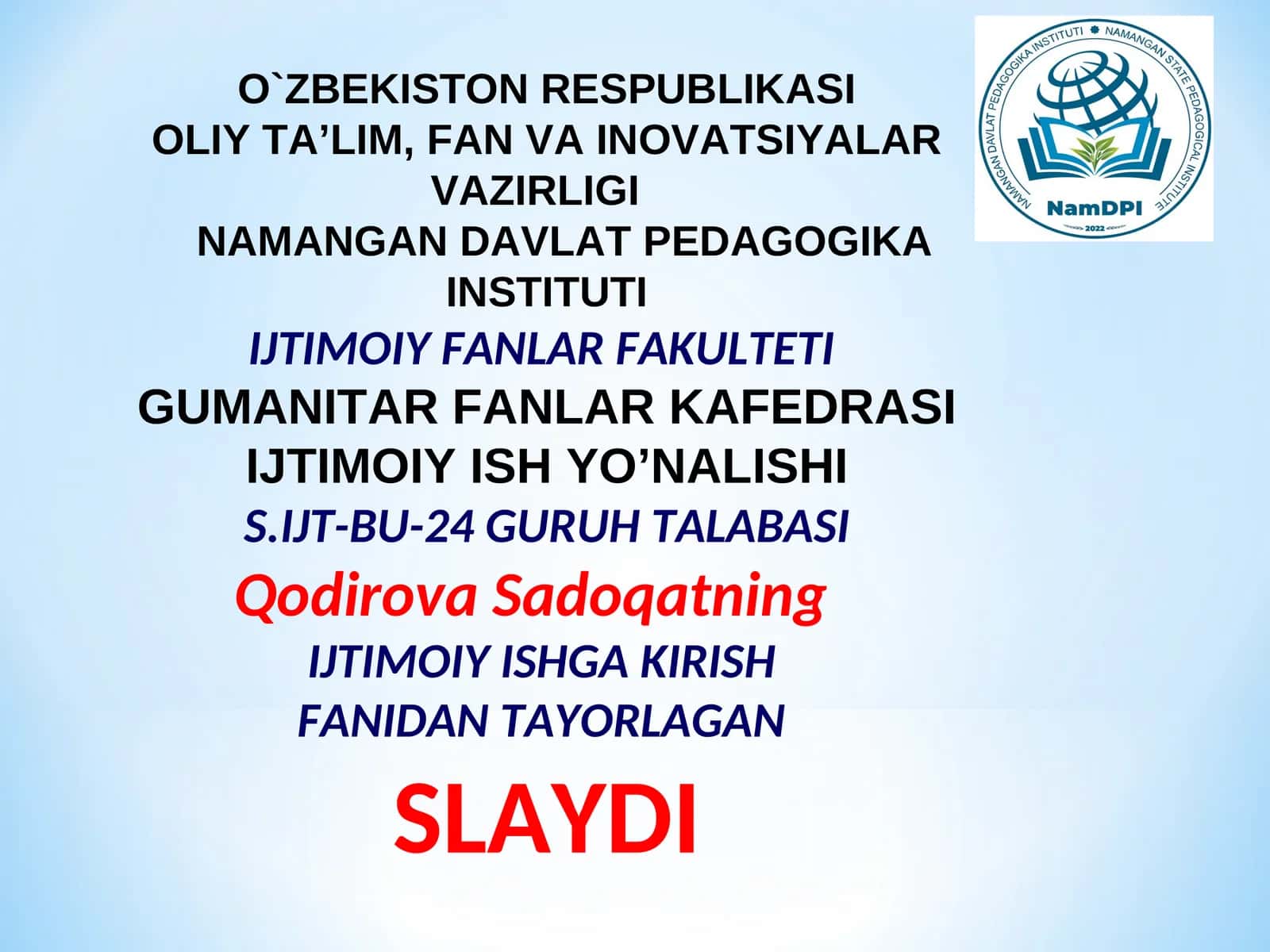 Slayd "Ijtimoiy siyosat" tushunchasi 1