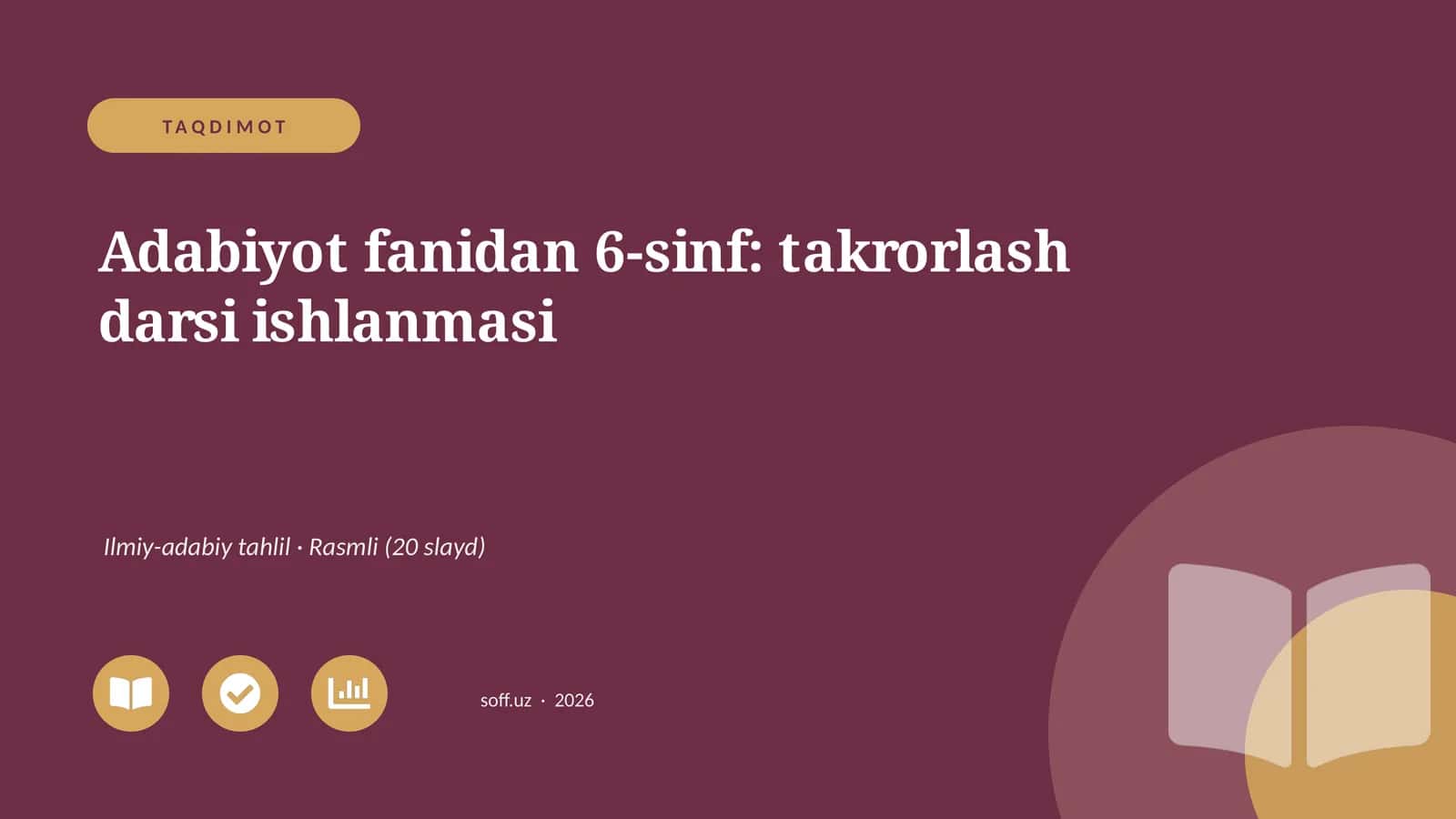 Adabiyot fanidan 6-sinf: takrorlash darsi ishlanmasi 1