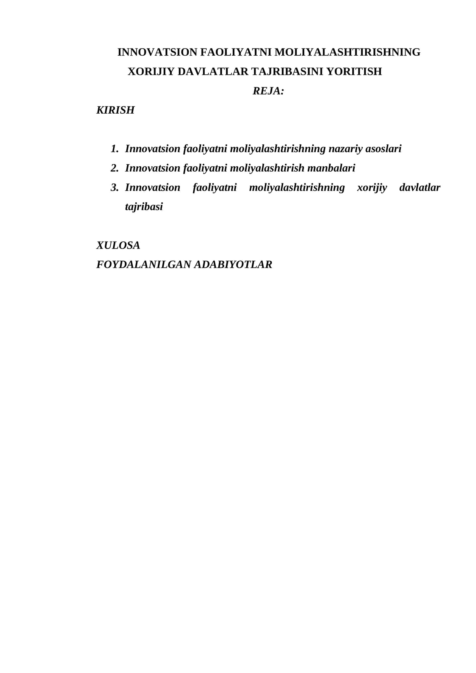 INNOVATSION FAOLIYATNI MOLIYALASHTIRISHNING XORIJIY DAVLATLAR TAJRIBASINI YORITISH 1