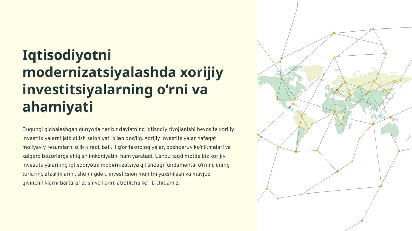 Iqtisodiyotni modernizatsiyalashda xorijiy investitsiyalarning oʻrni va ahamiyati 1