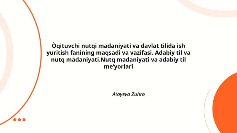 Nutq madaniyati va adabiy til meʼyorlari 1