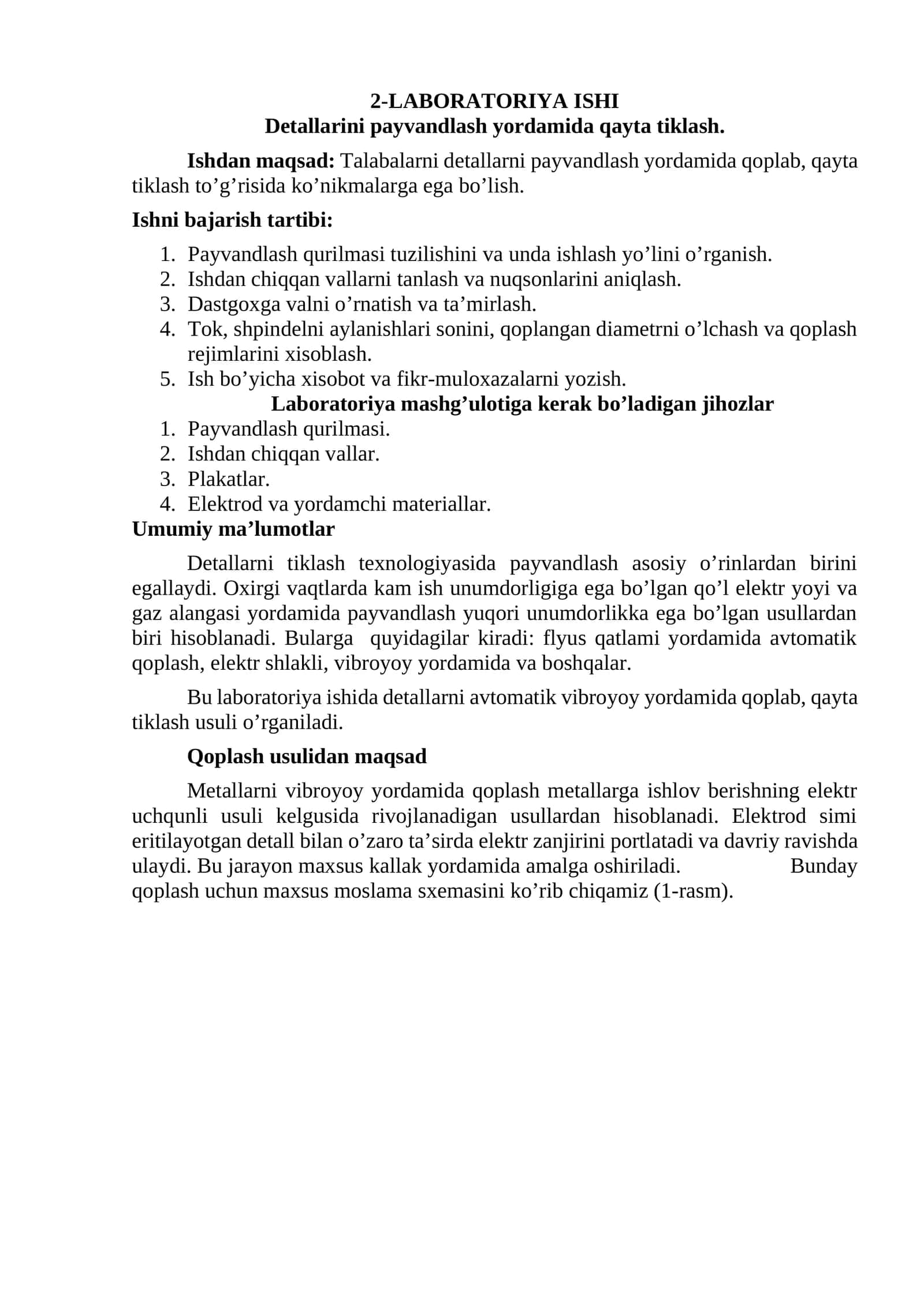 Detallarini payvandlash yordamida qayta tiklash. 1