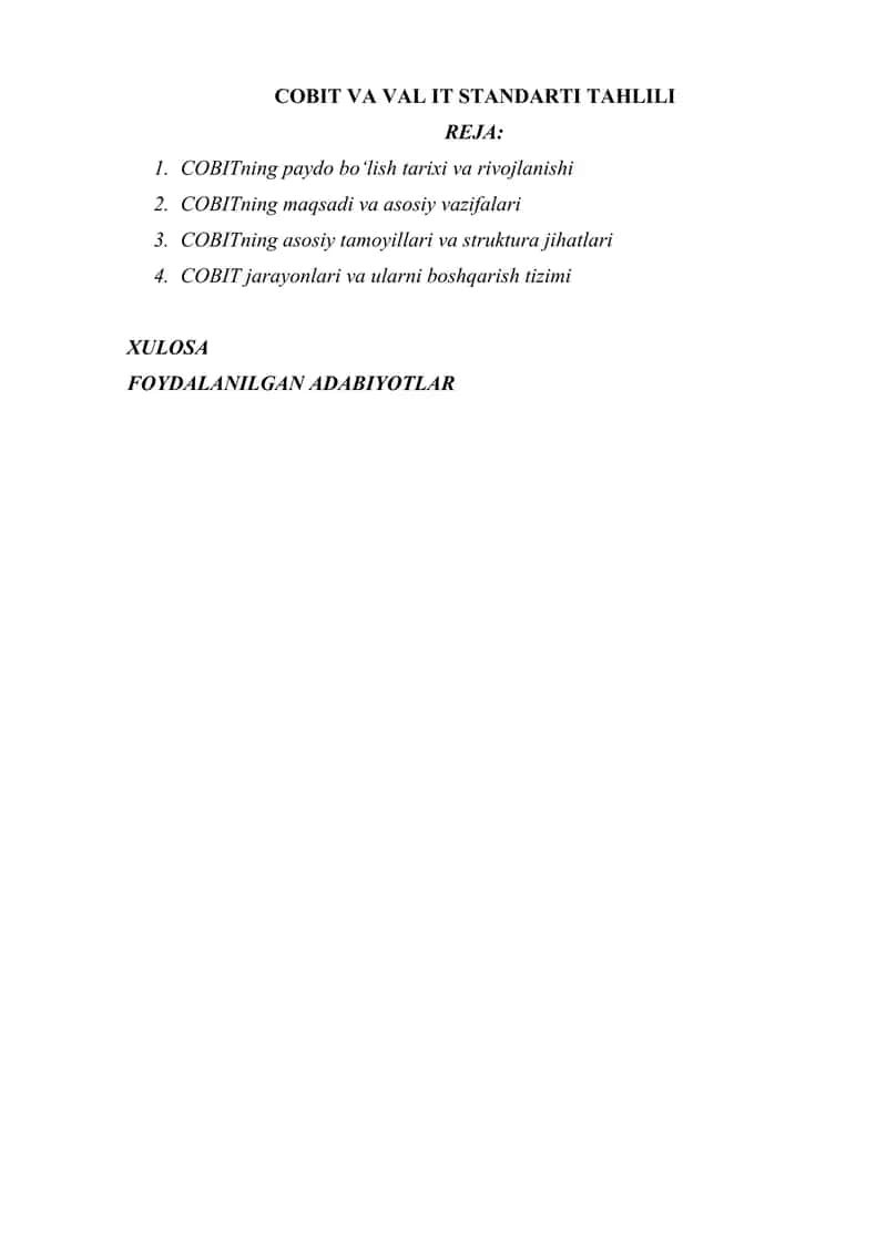 COBIT VA VAL IT STANDARTI TAHLILI 1