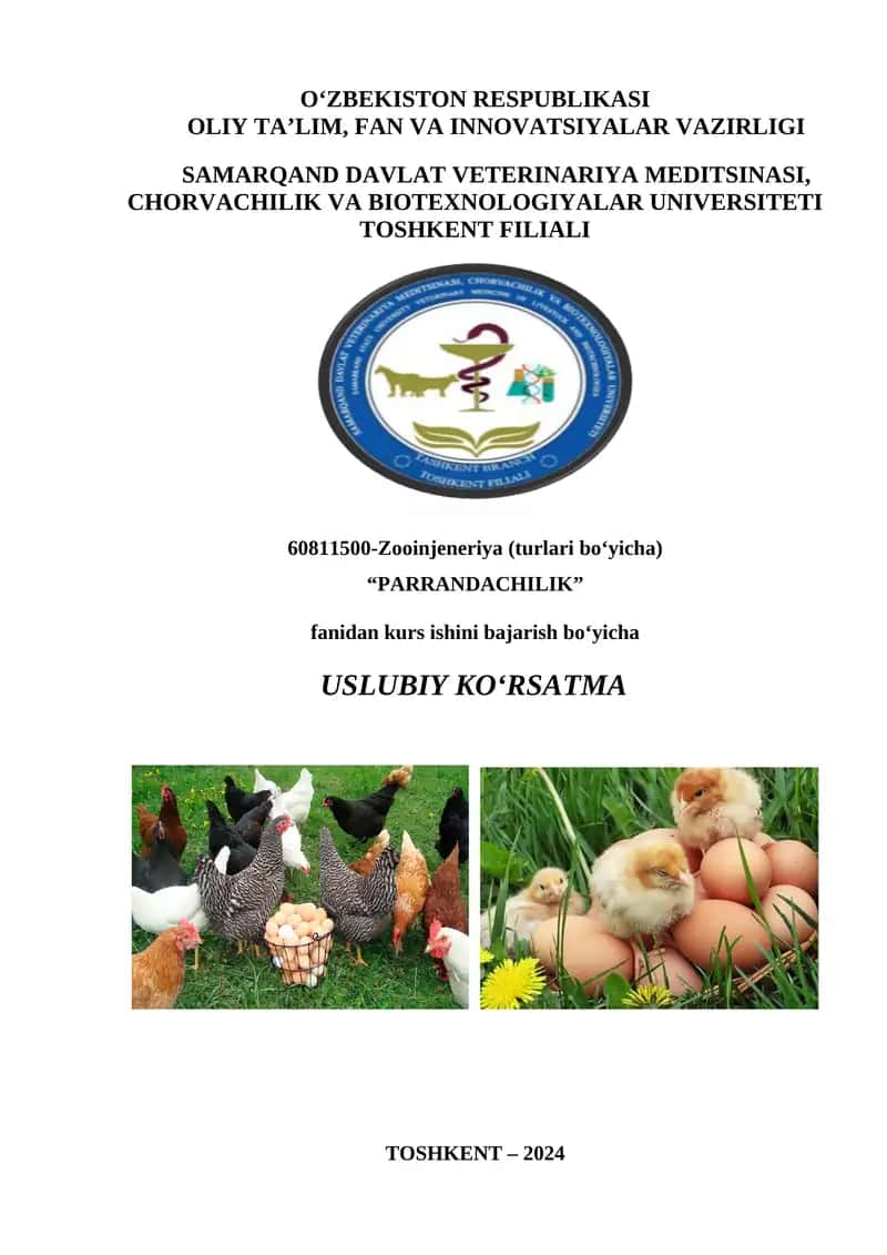 Zooinjeneriya (turlari bo‘yicha) kurs ishi 1