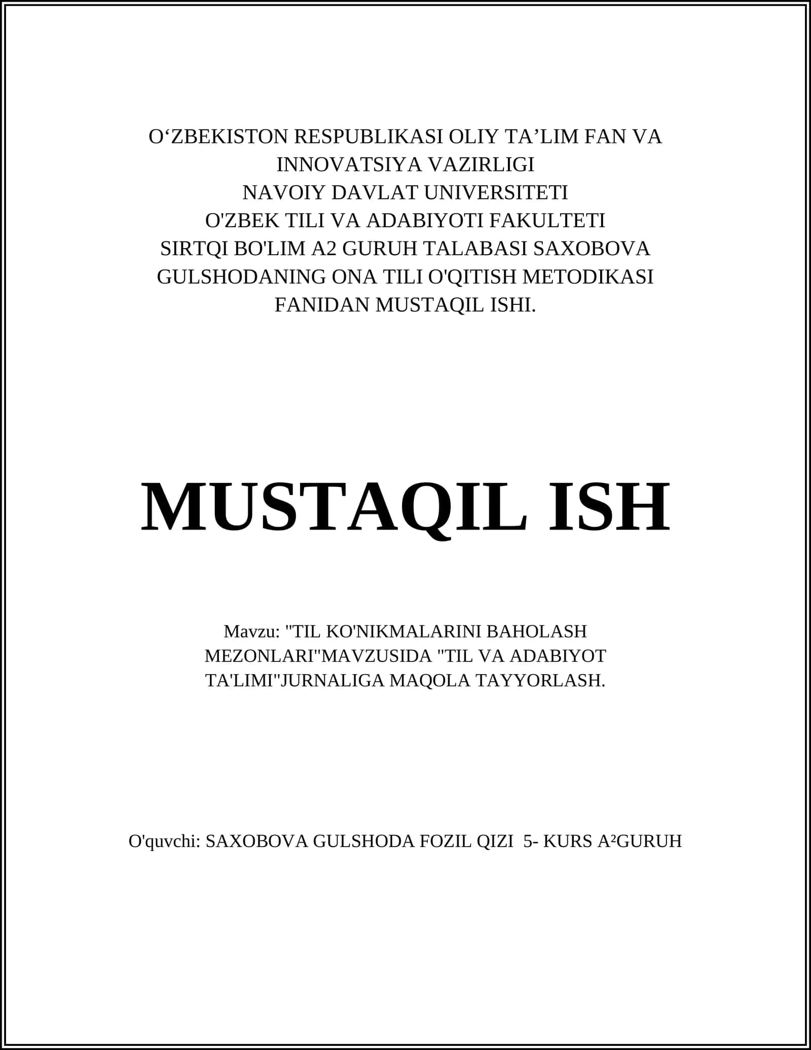TIL KO'NIKMALARINI BAHOLASH MEZONLARI 1