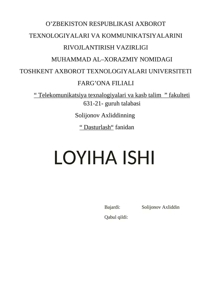 Elektron kutubxona-ma'lumotlar bazasi va foydalanuvchilar xisobini yurutish 1