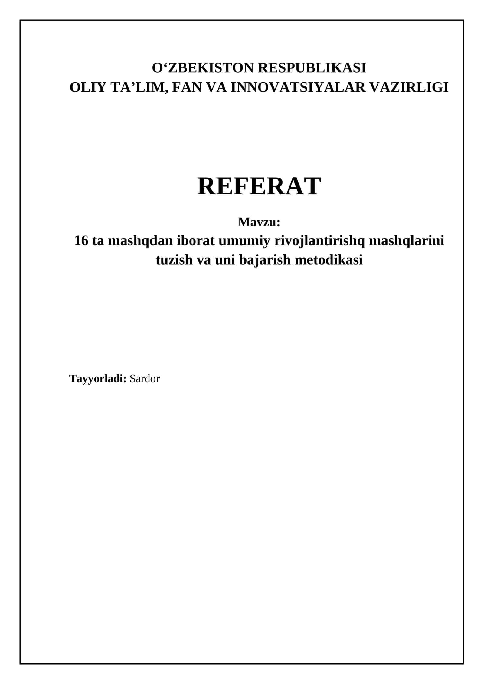 Umumiy rivojlanish mashqlari haqida 1