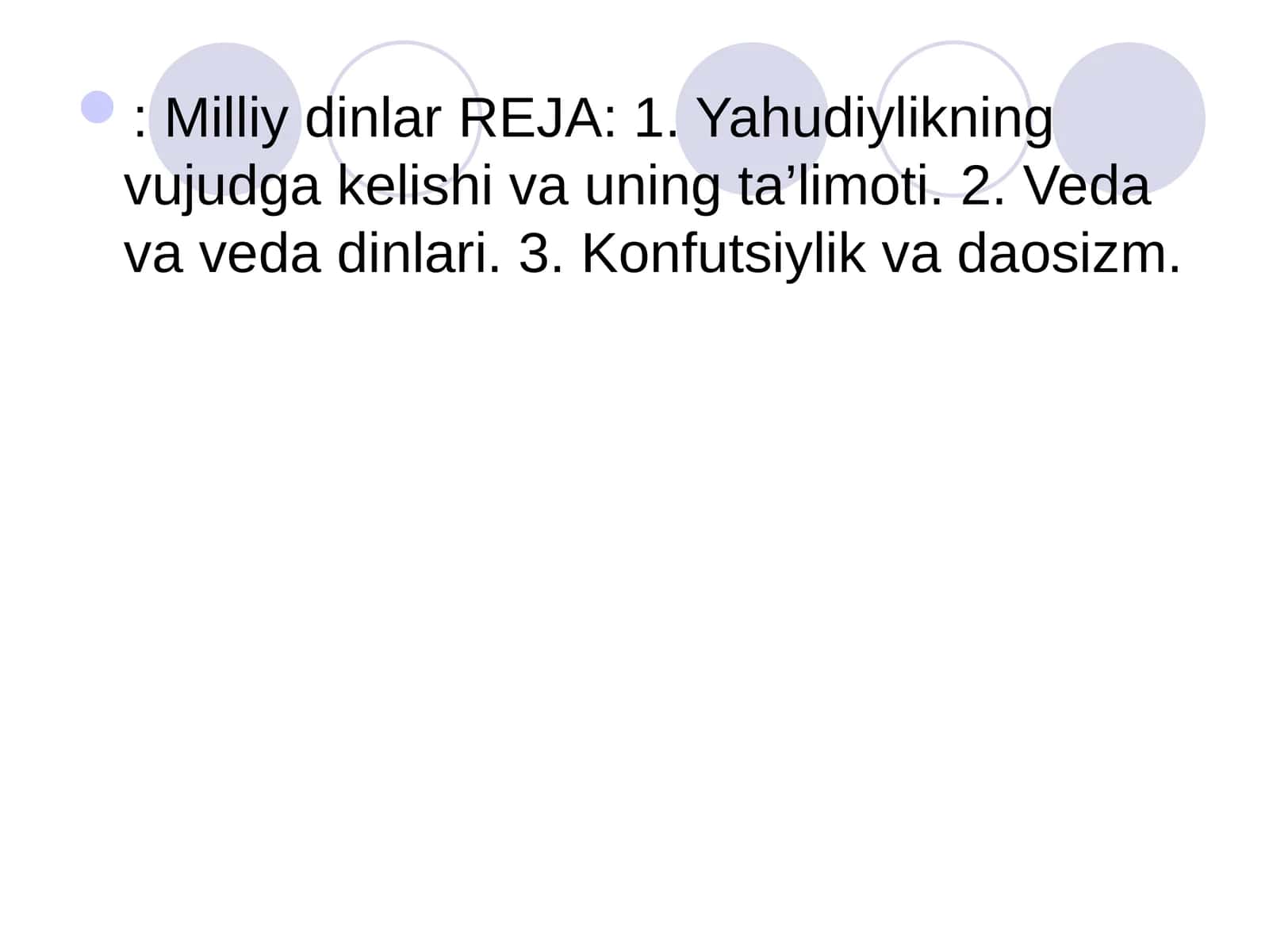 Milliy dinlar REJA 1