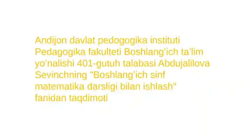 Boshlangʻich sinf matematika darsligi