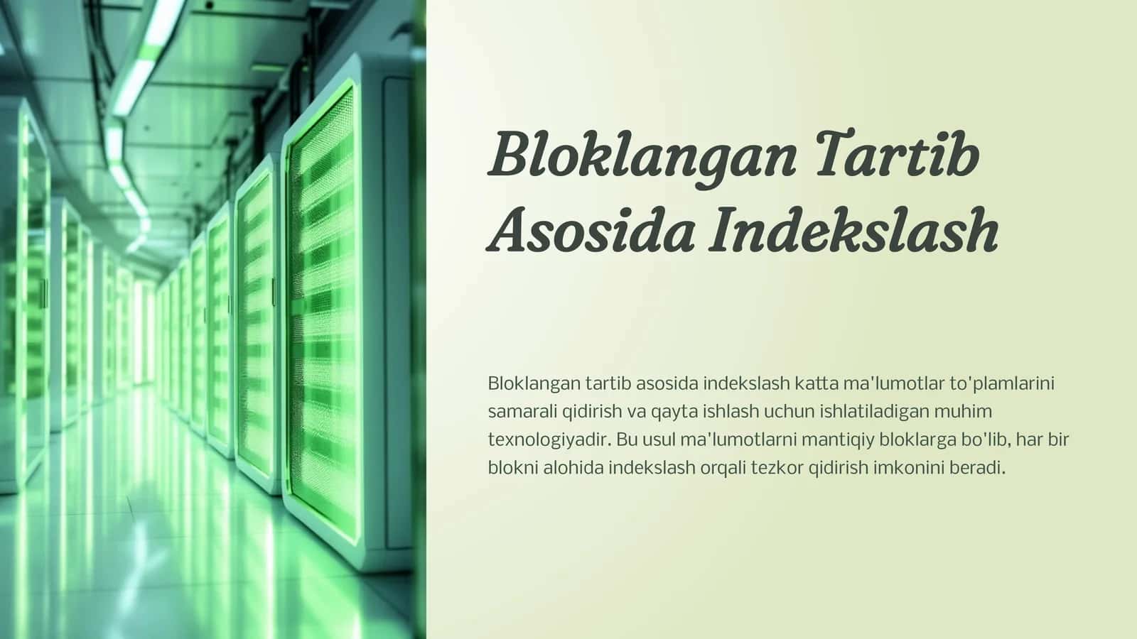 Bloklangan Tartib Asosida Indekslash 1