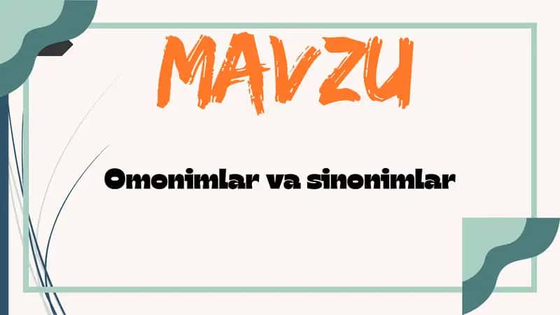 Omonimlar va sinonimlar 1
