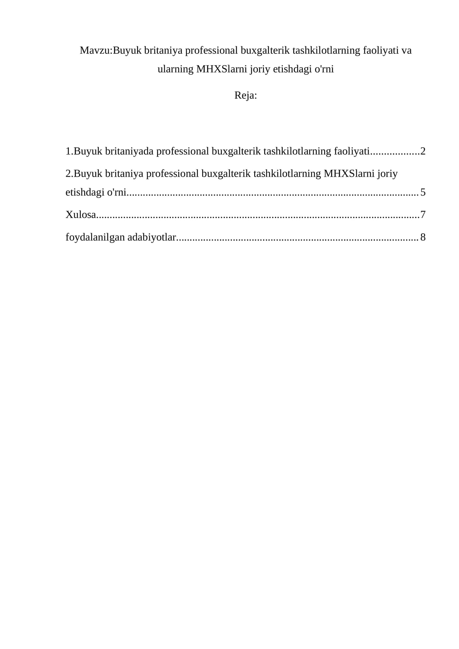 Buyuk britaniya professional buxgalterik tashkilotlarning faoliyati va ularning MHXSlarni joriy etishdagi o'rni 1
